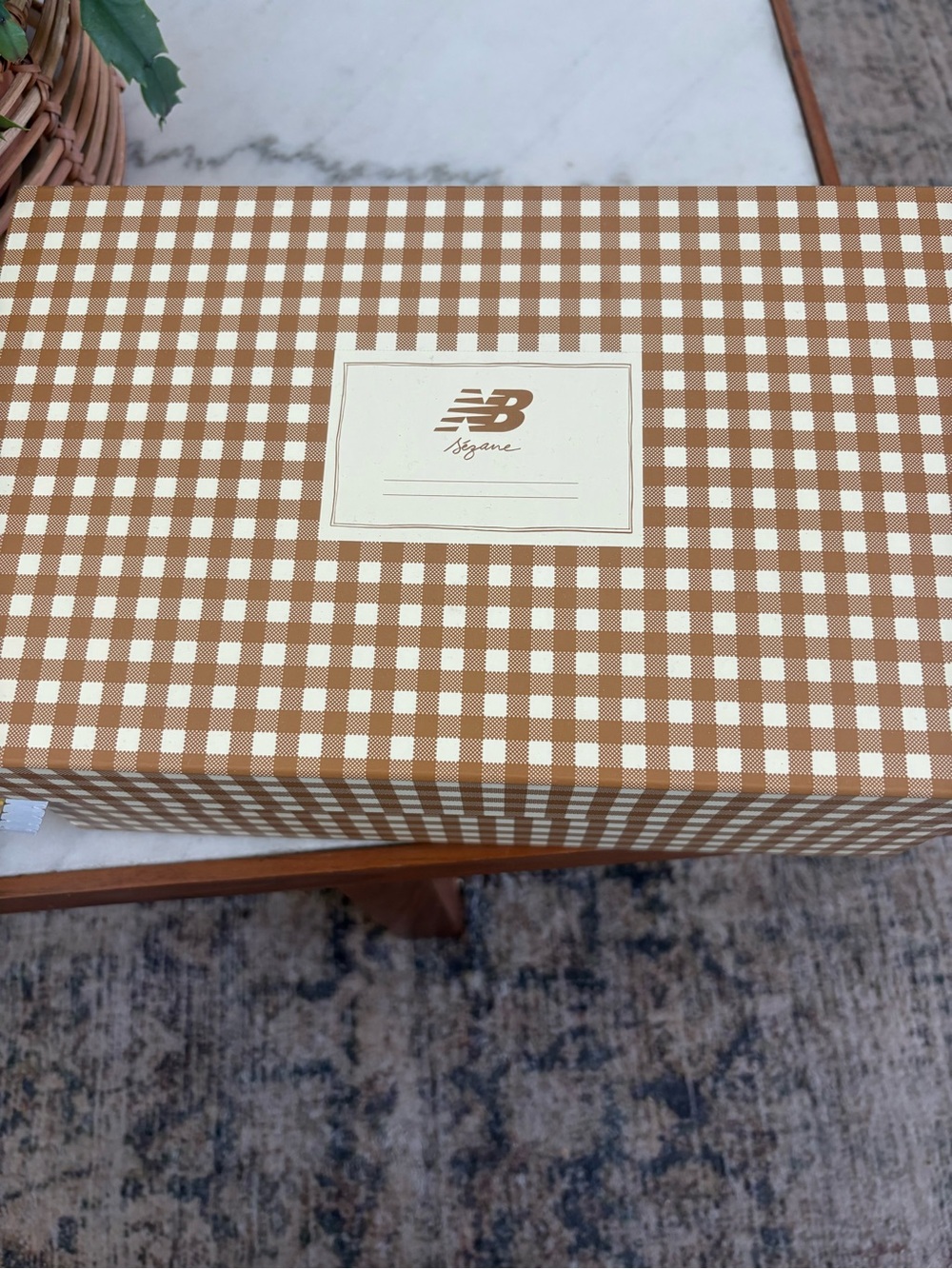 New Balance Brown, Cream & Blue Retro Runner Sneakers - Picture 5 of 6